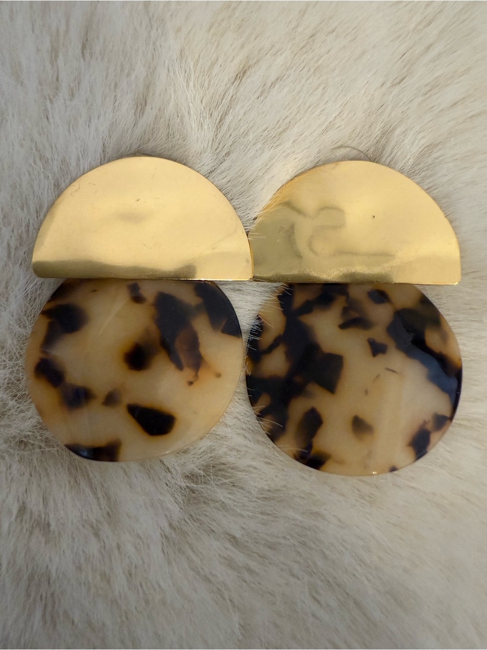 Gold and Tortoiseshell Statement Drop Earrings - Women Jewelry